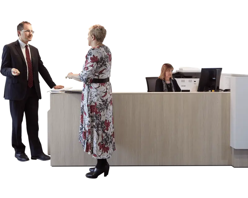 The Kennedy Partners Lawyers team at the reception desk